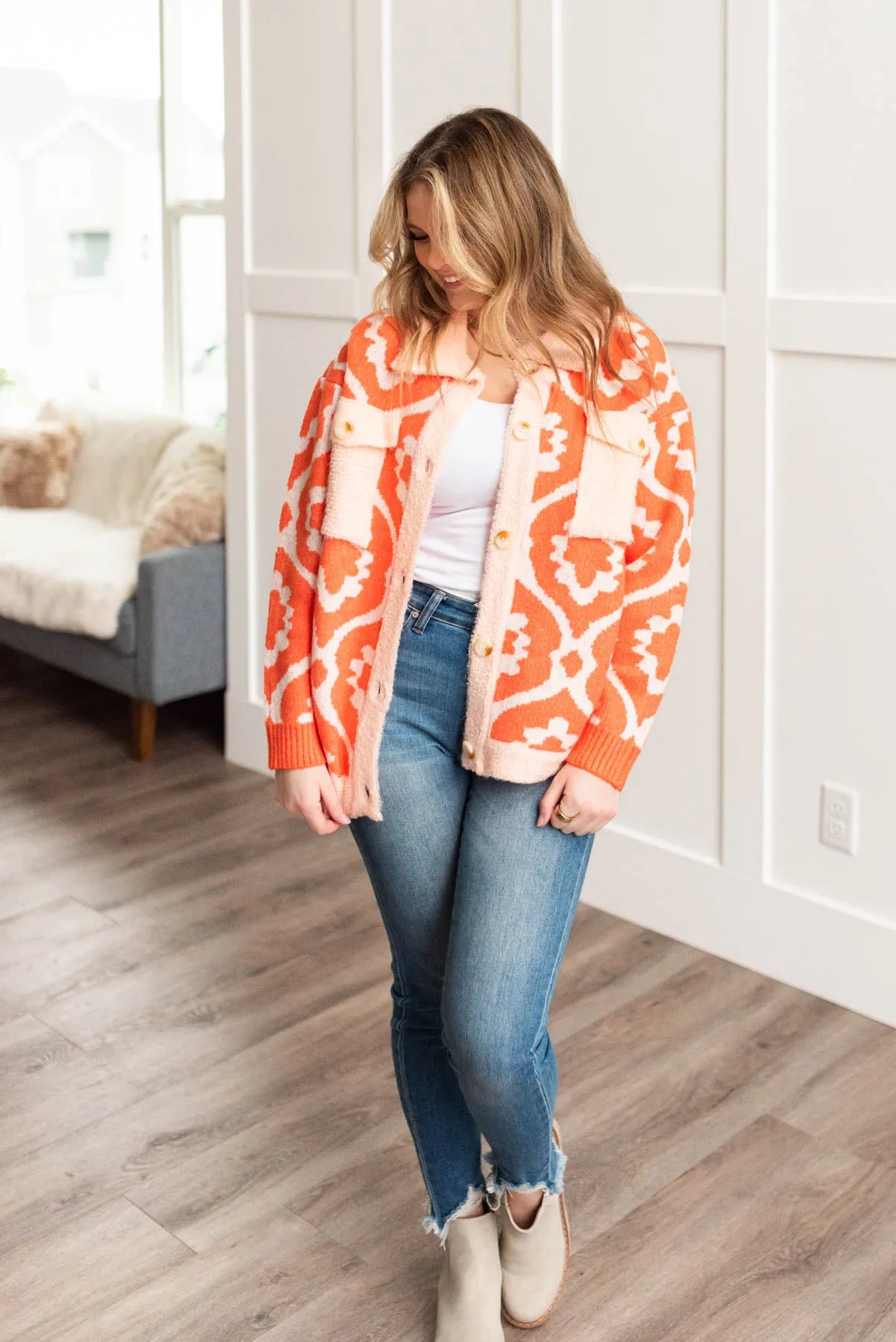 Alisha Orange Sherpa Jacket