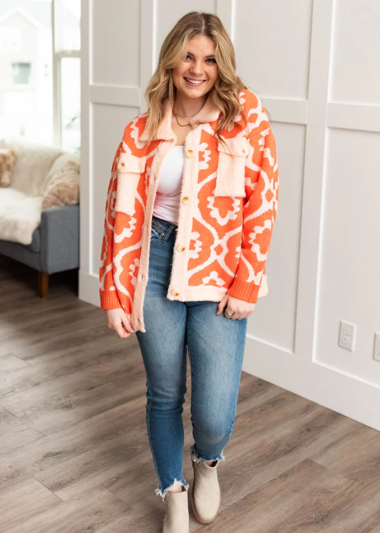 Alisha Orange Sherpa Jacket