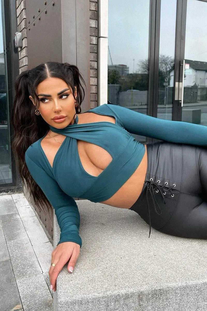 Black PU Leather Lace Up Front Leggings - Krina