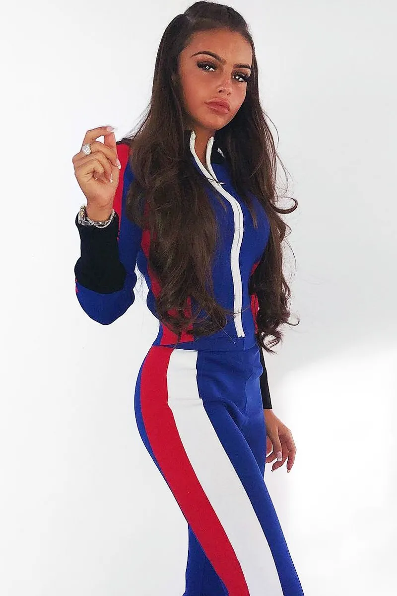 Blue Black Red Striped Tracksuit - Greylynn