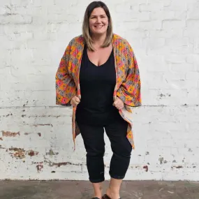 BLUE FLORALS & STRIPES Vintage Kantha Kimono