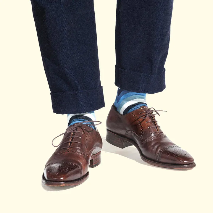 Chevron Stripe Pattern Sock in Blue