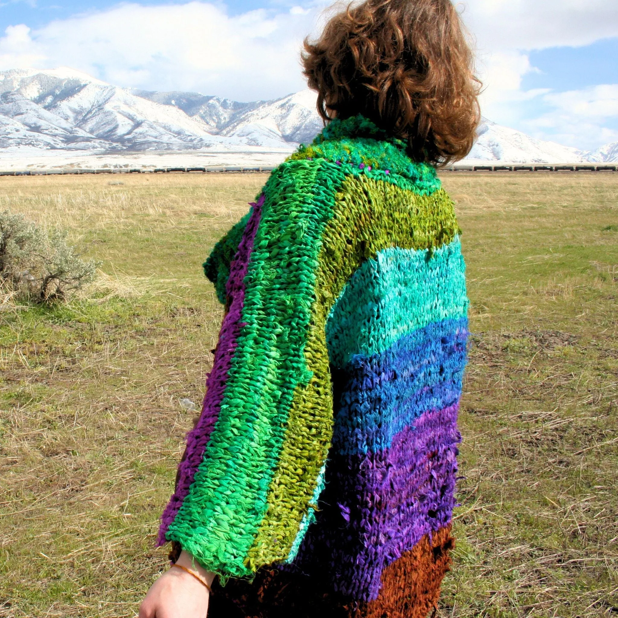 Chi Rainbow Ribbon Kimono Jacket  Knit Pattern