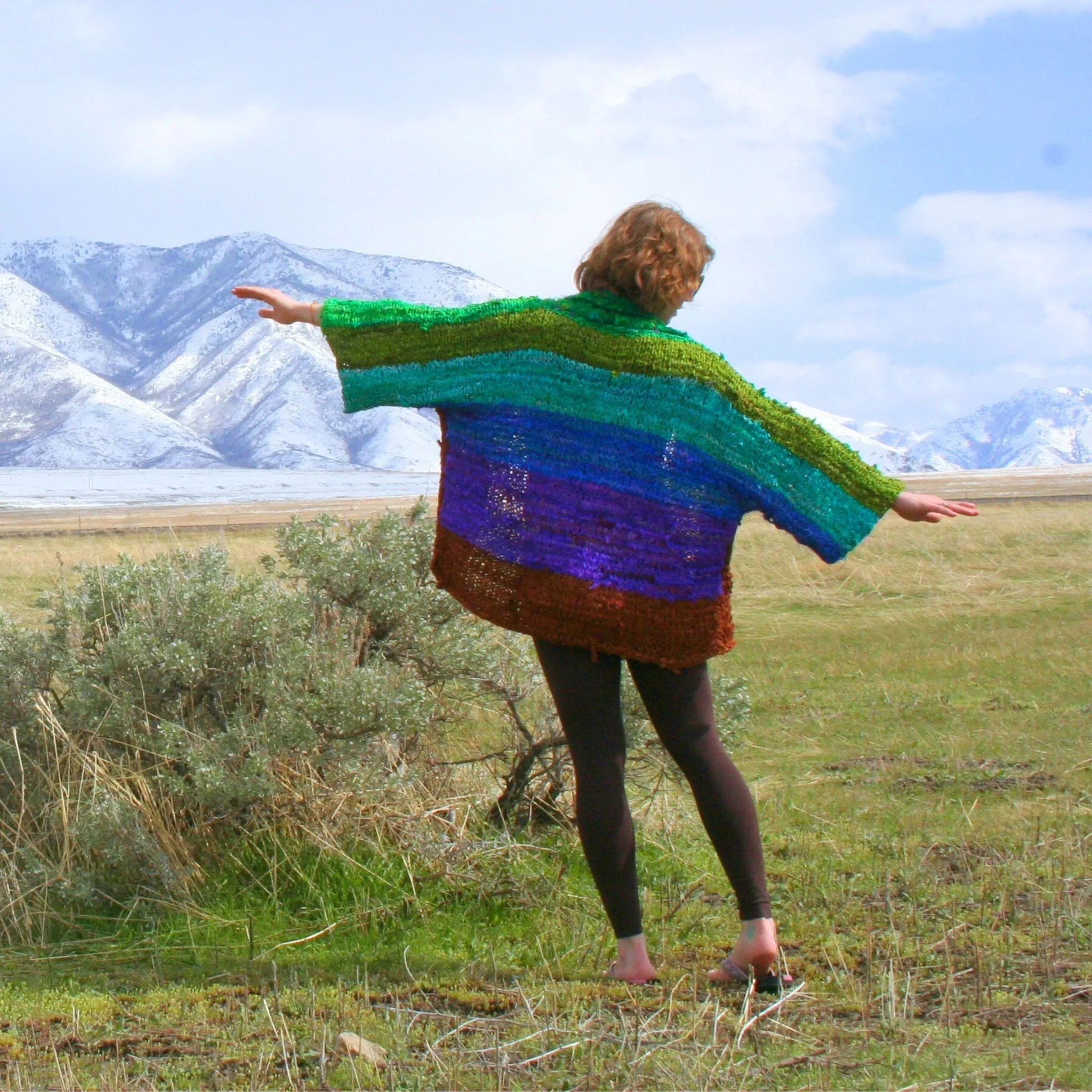 Chi Rainbow Ribbon Kimono Jacket  Knit Pattern