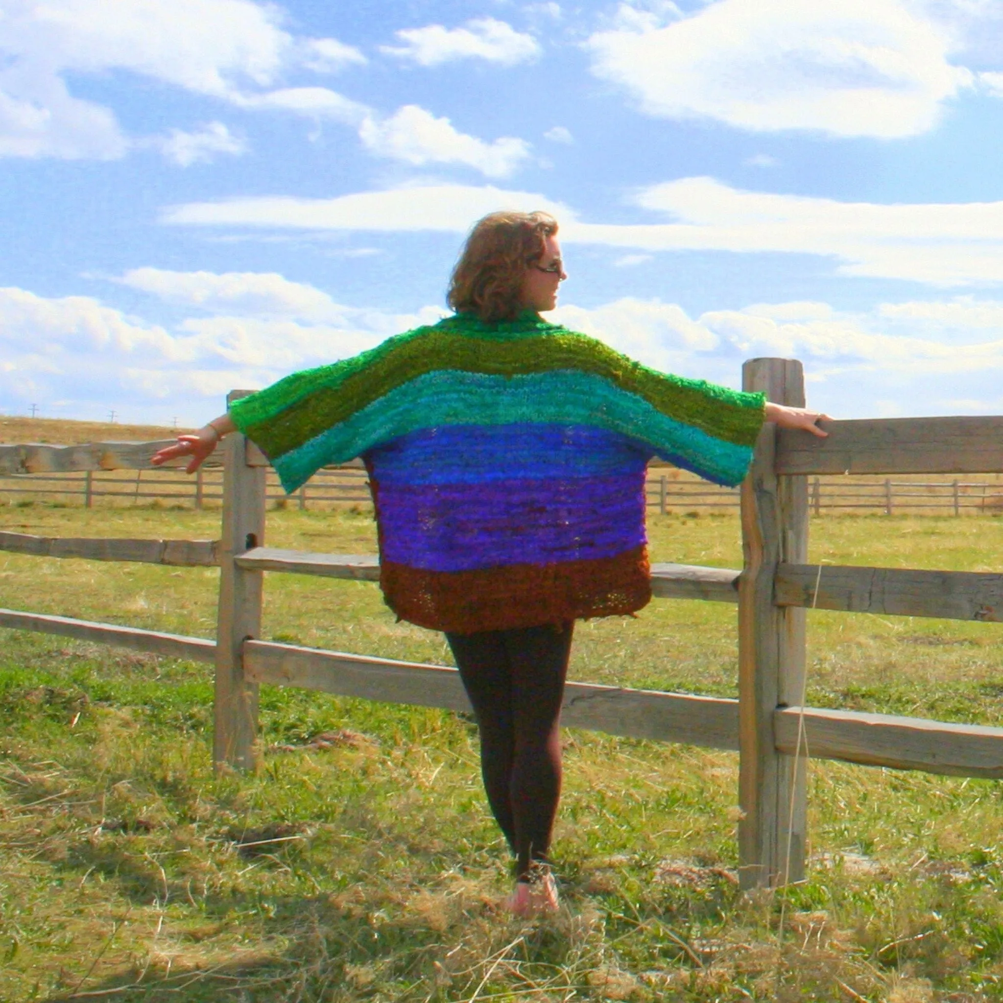 Chi Rainbow Ribbon Kimono Jacket  Knit Pattern