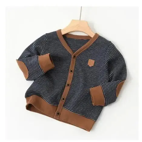 Children Knit Cardigan Spring Autumn Boys Sweaters V-neck Striped Kids Knitting Sweater Jacket BB180