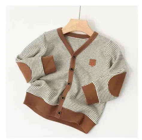 Children Knit Cardigan Spring Autumn Boys Sweaters V-neck Striped Kids Knitting Sweater Jacket BB180
