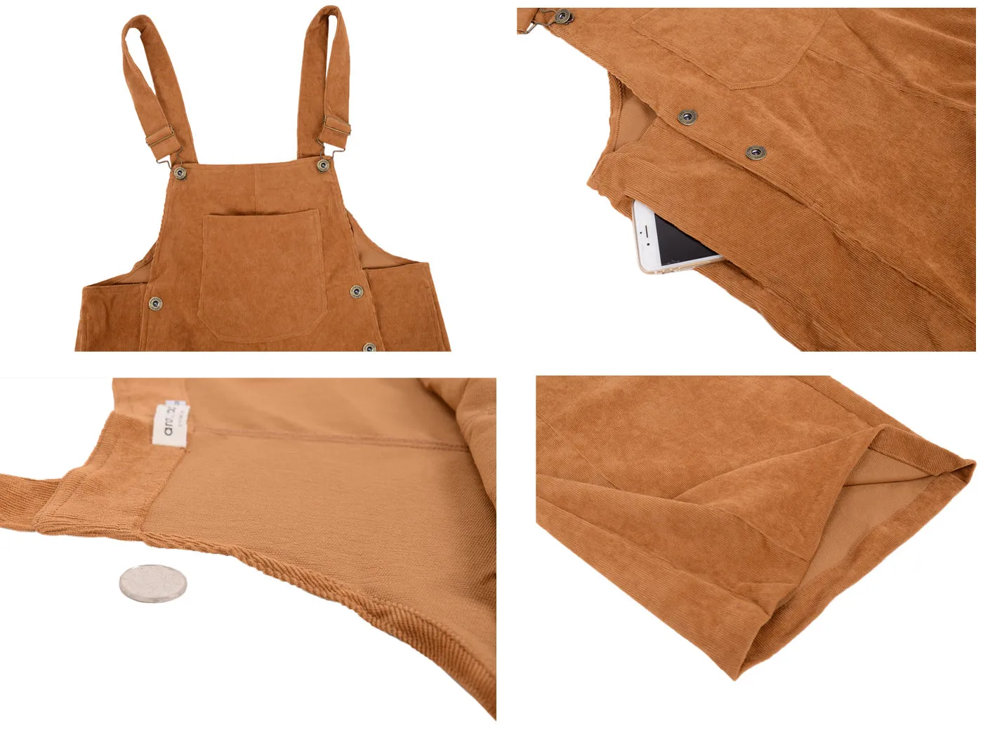 Corduroy Front Cropped Leg Overalls