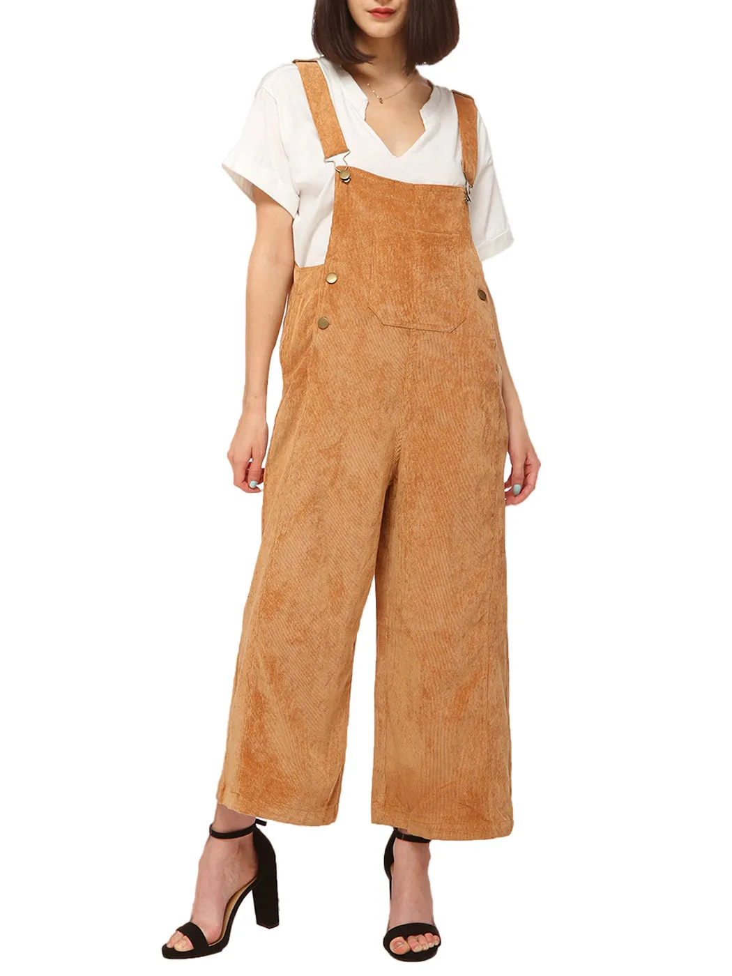 Corduroy Front Cropped Leg Overalls