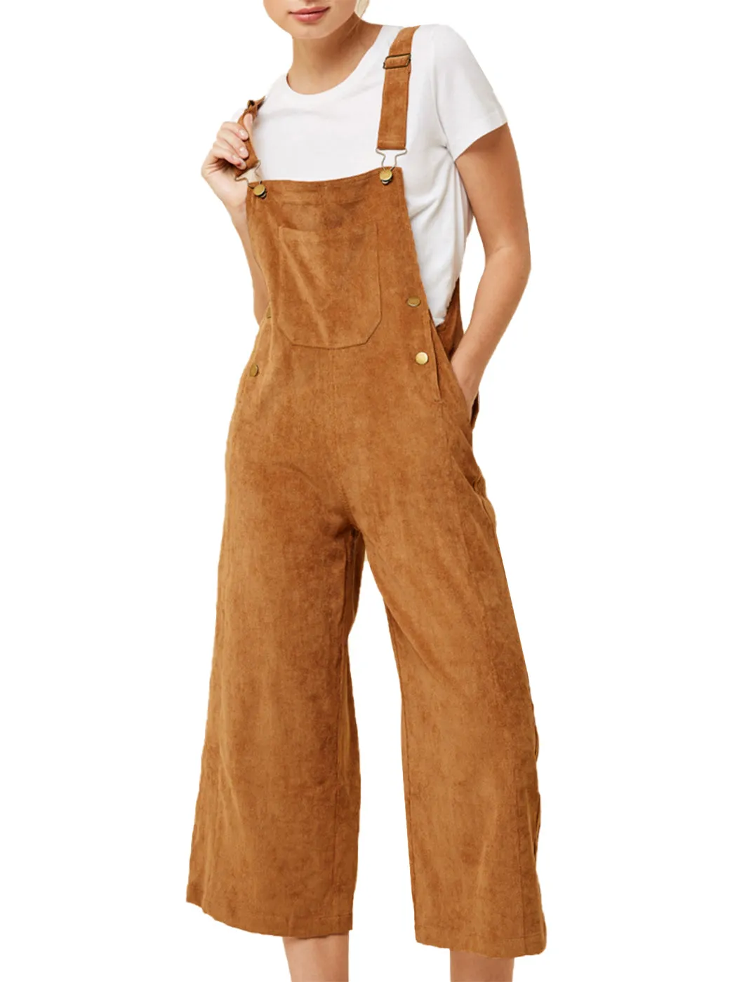 Corduroy Front Cropped Leg Overalls