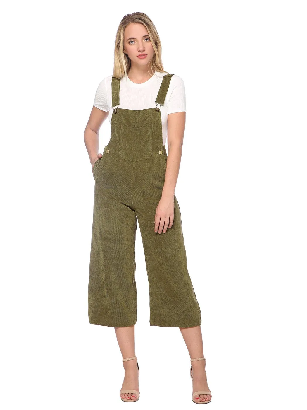 Corduroy Front Cropped Leg Overalls