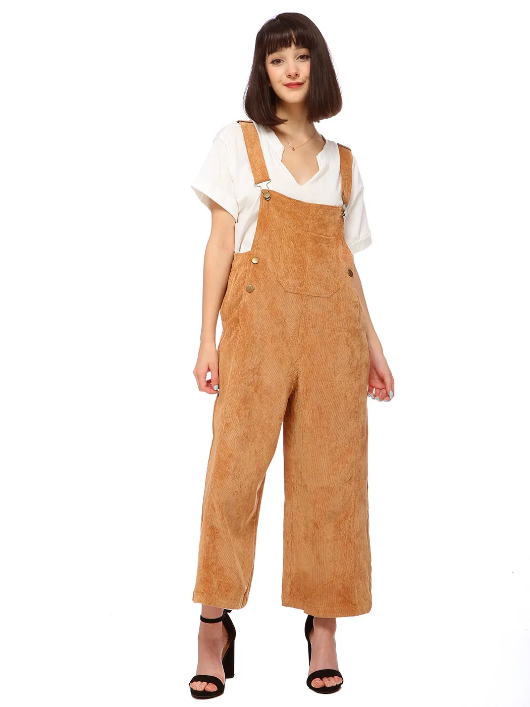 Corduroy Front Cropped Leg Overalls