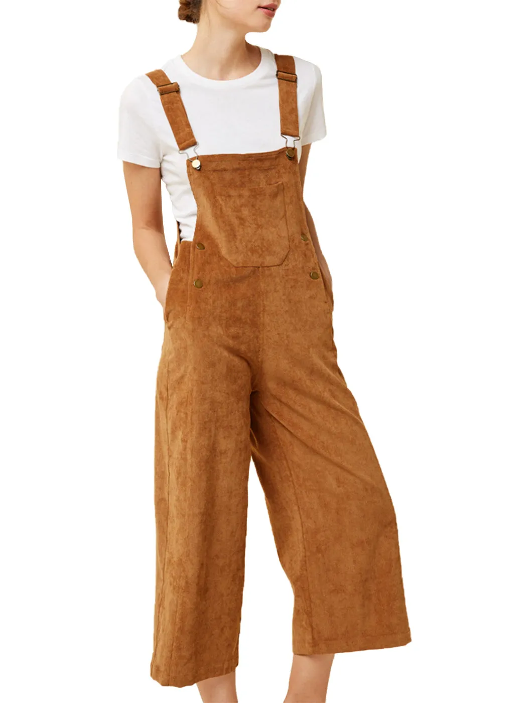 Corduroy Front Cropped Leg Overalls