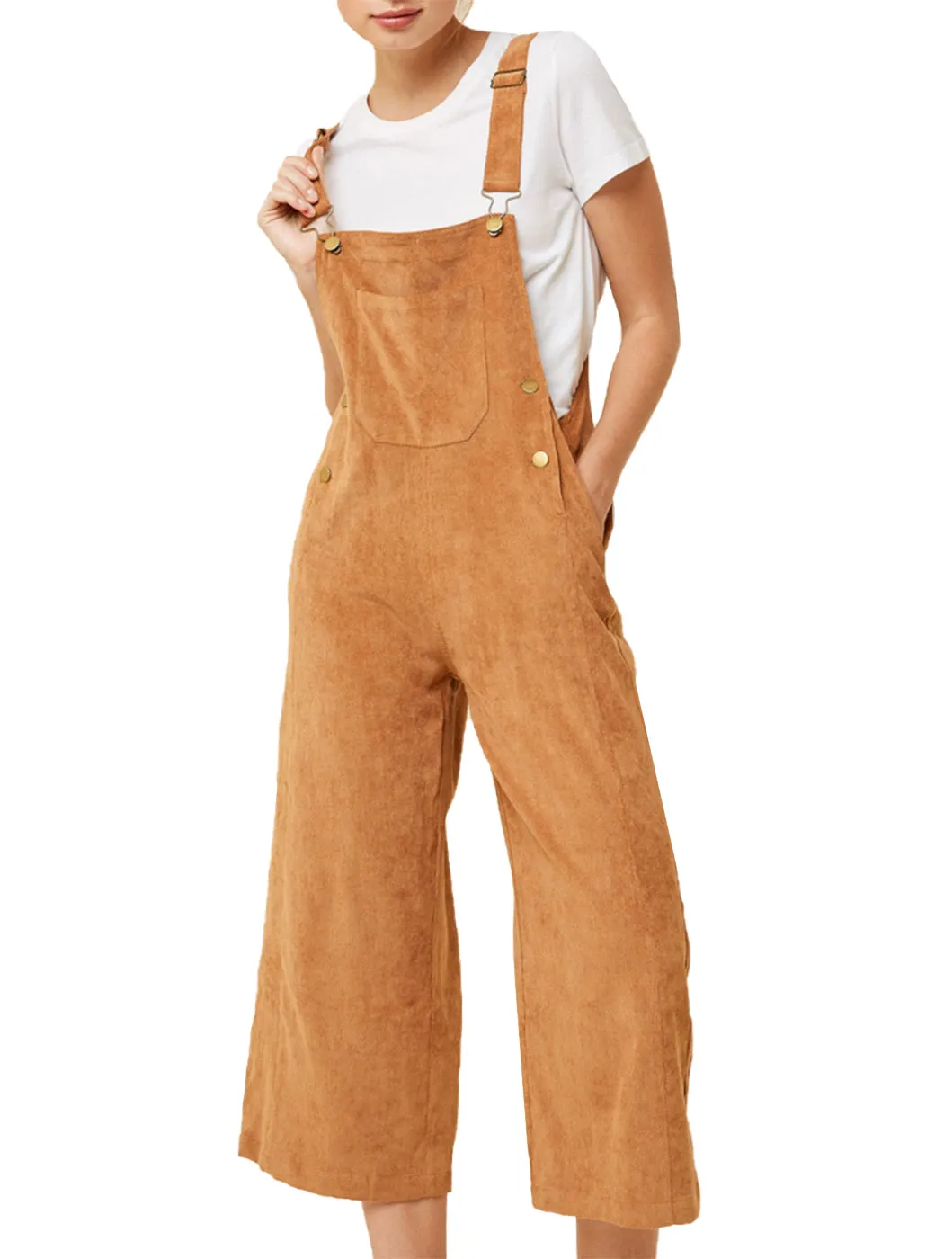 Corduroy Front Cropped Leg Overalls