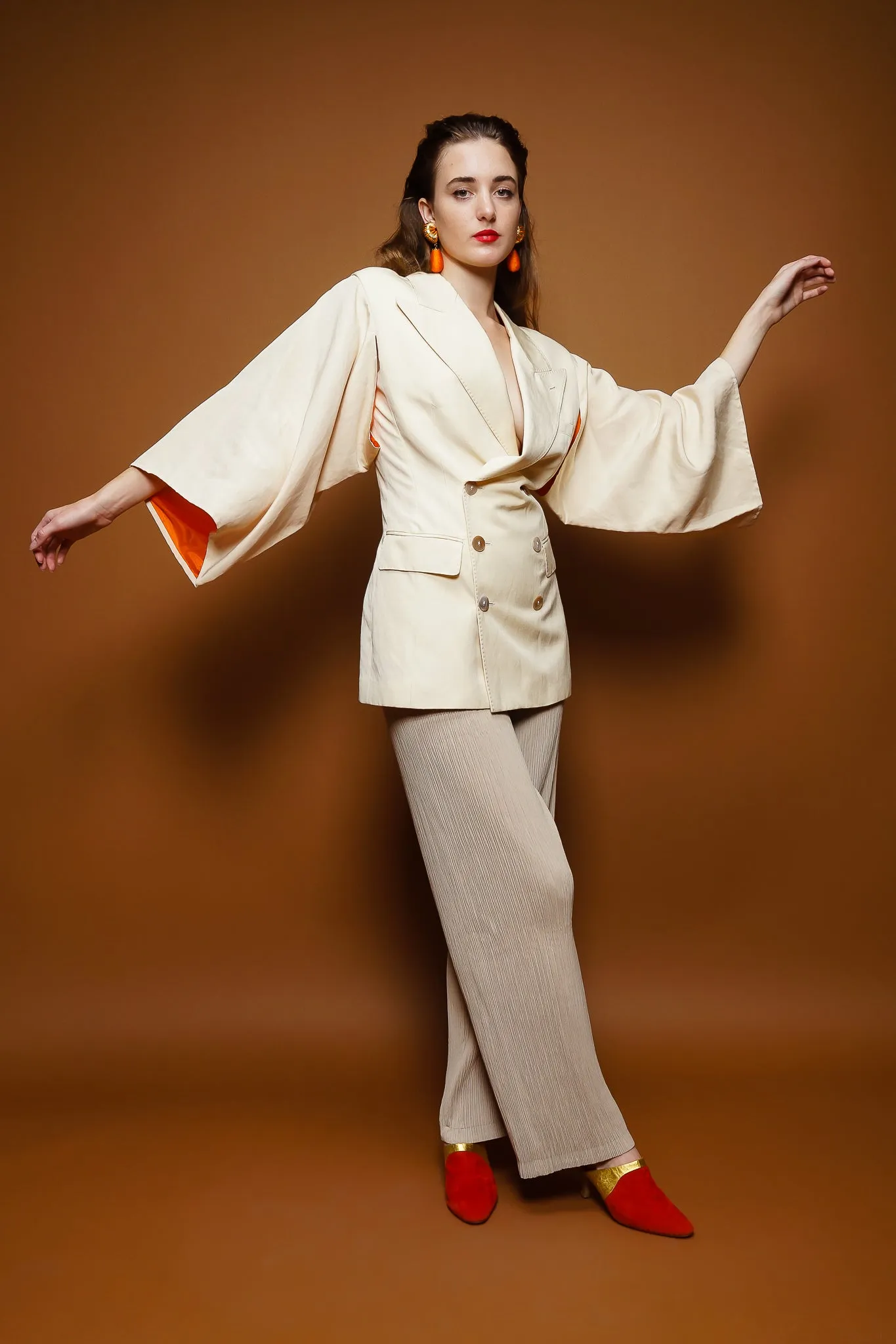 Double Breasted Kimono Sleeve Jacket