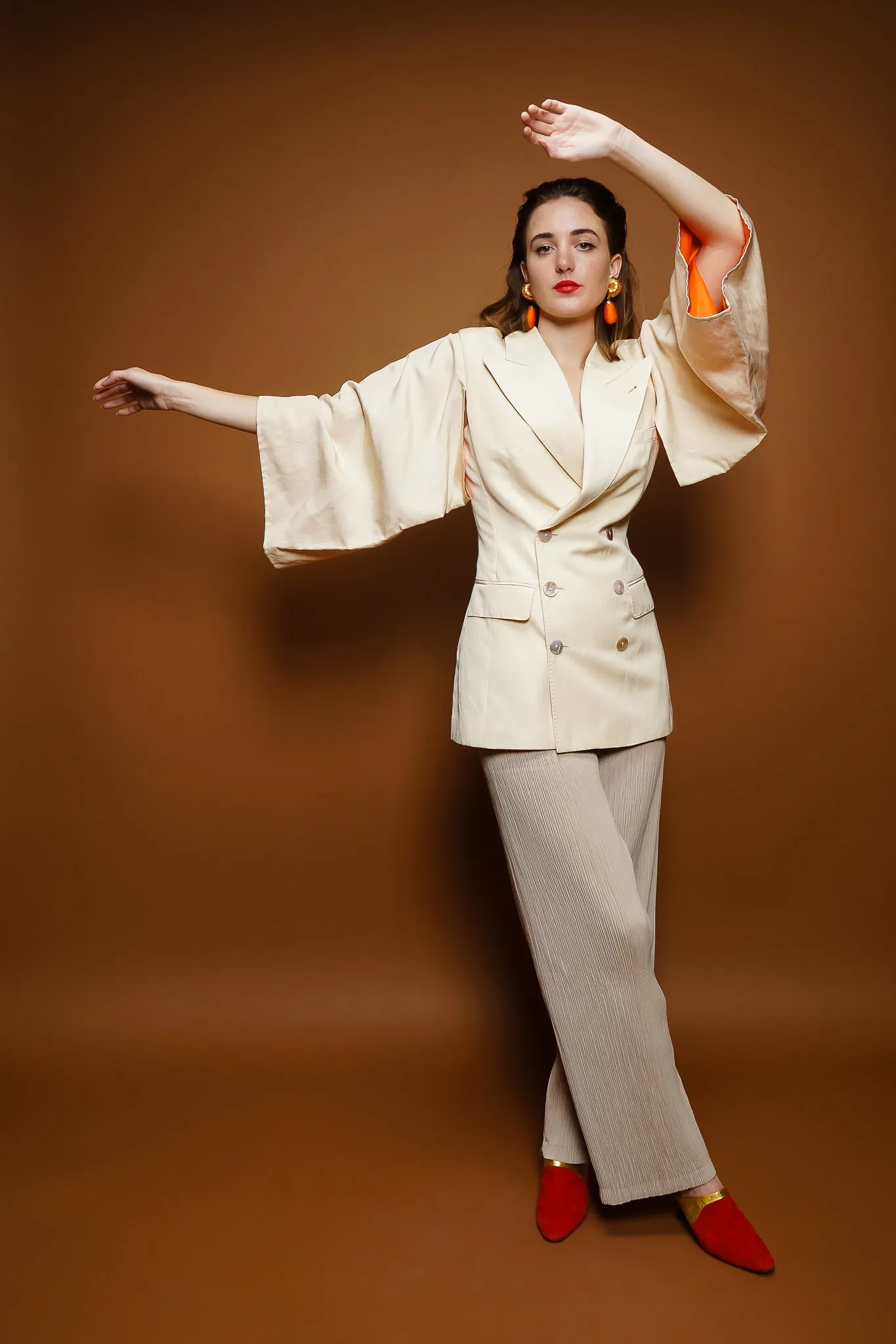 Double Breasted Kimono Sleeve Jacket