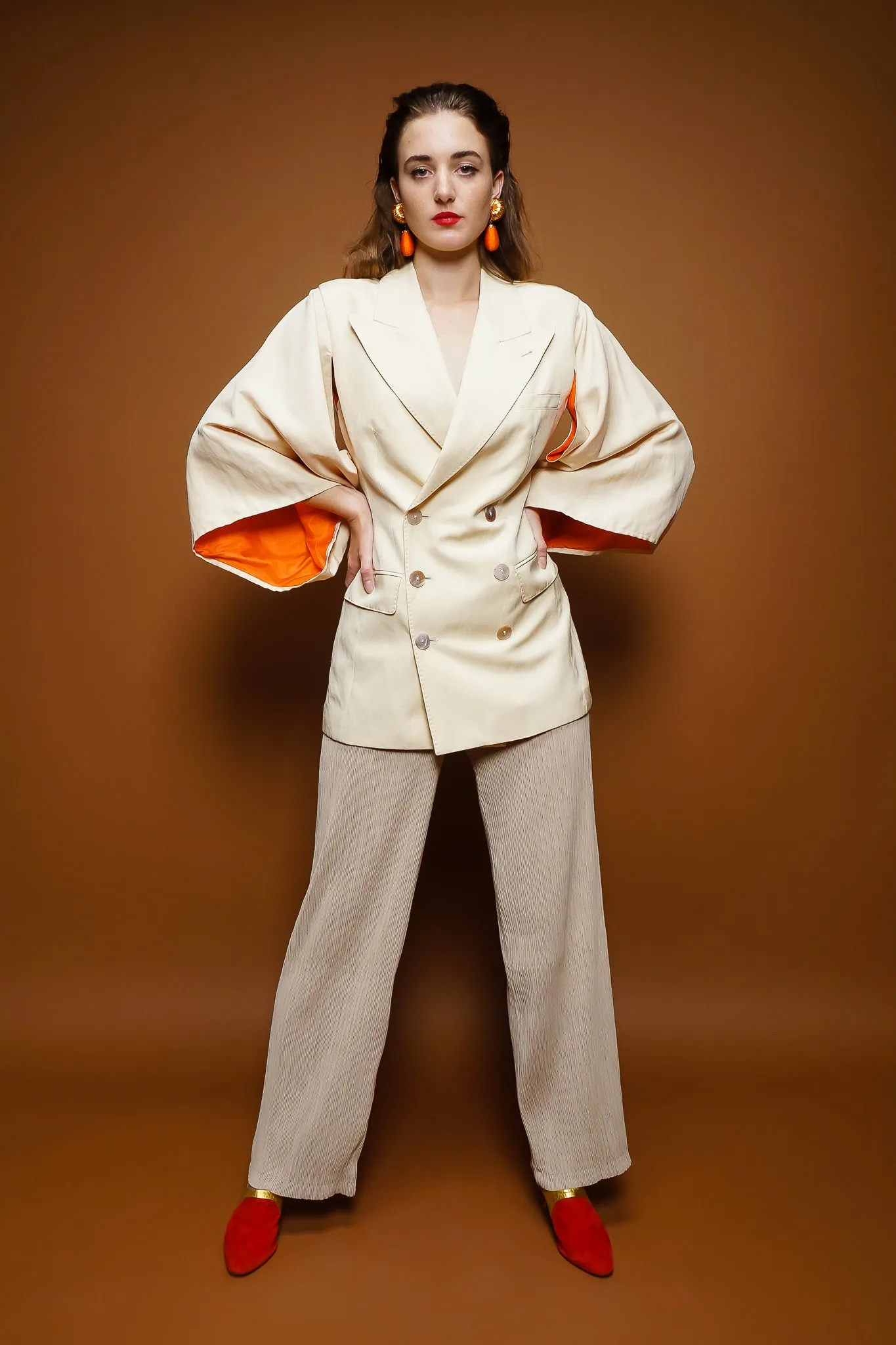 Double Breasted Kimono Sleeve Jacket