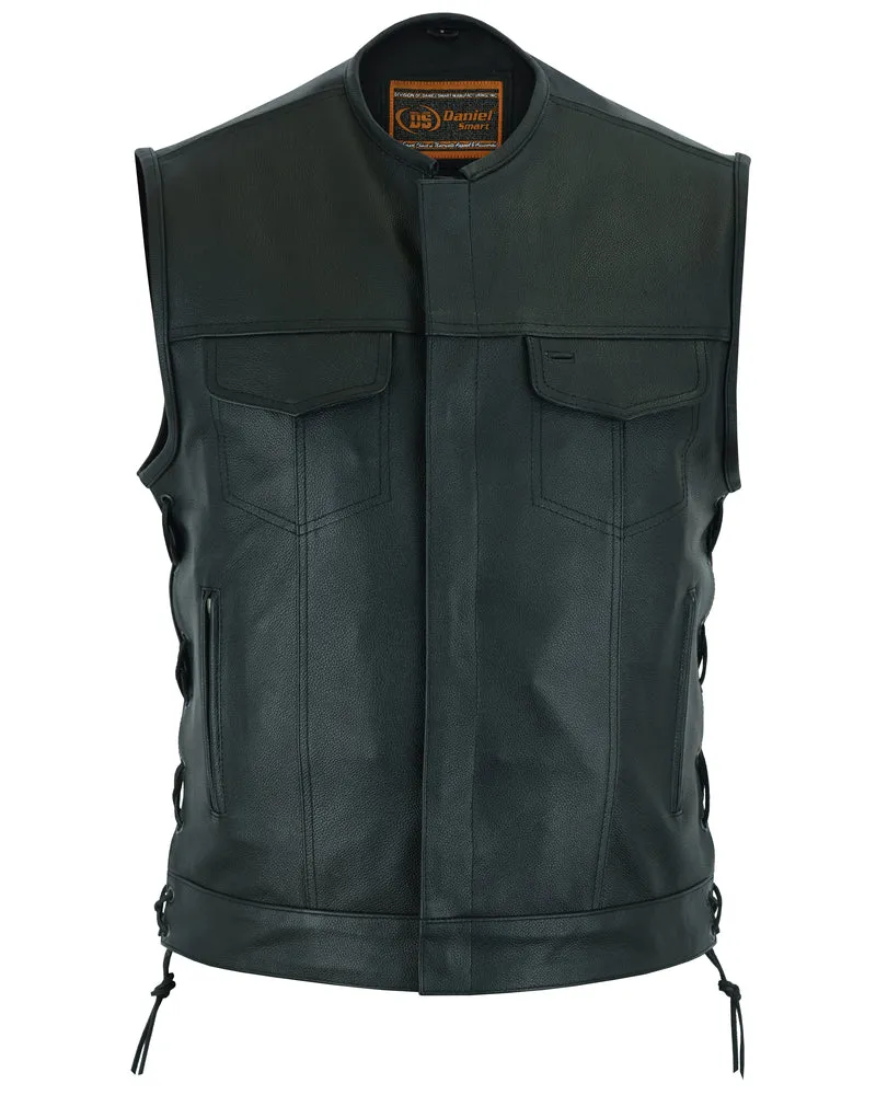 DS178 Men's Collarless Side Lace Leather Vest