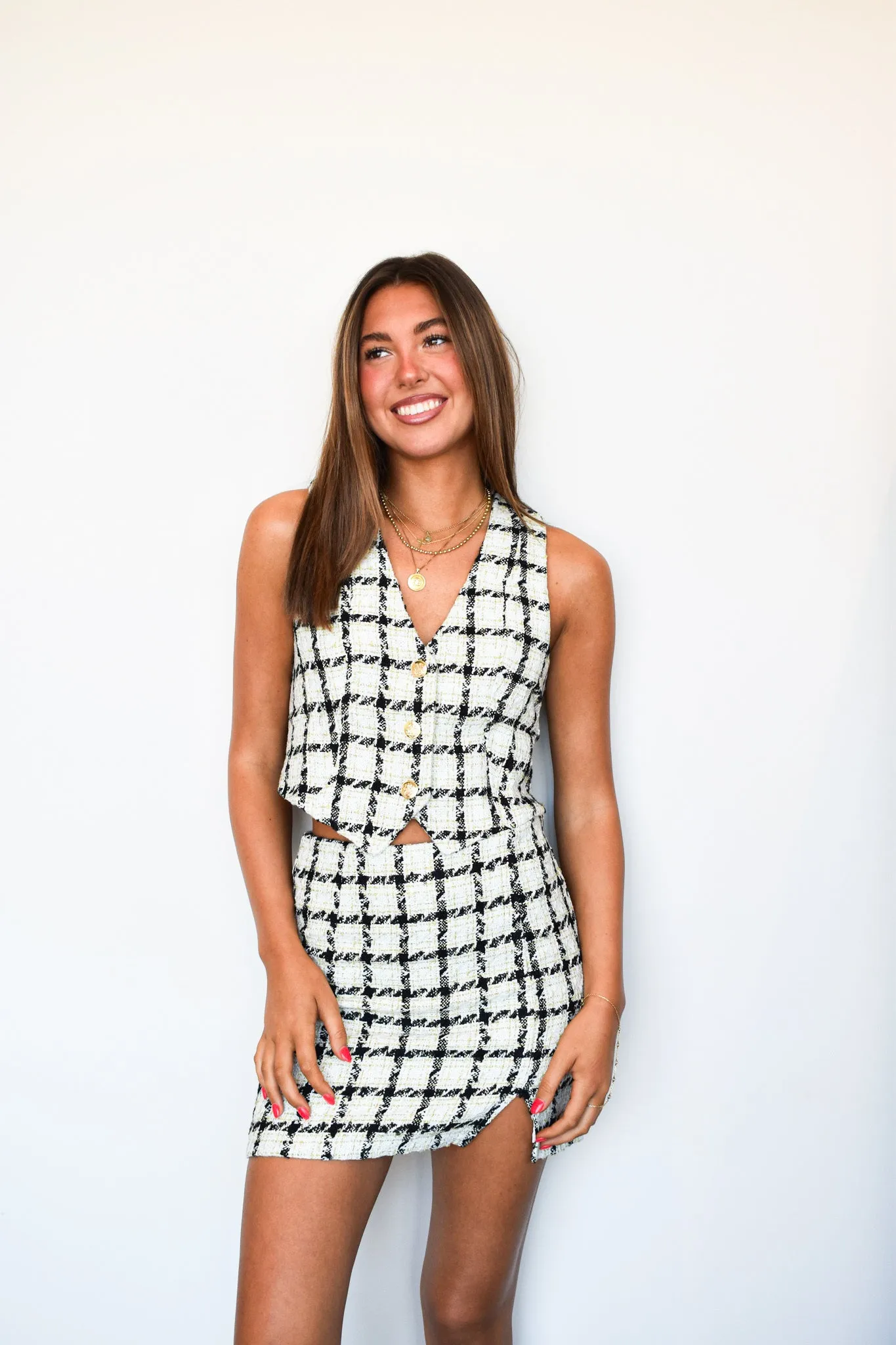 Elle Tailored Tweed Top