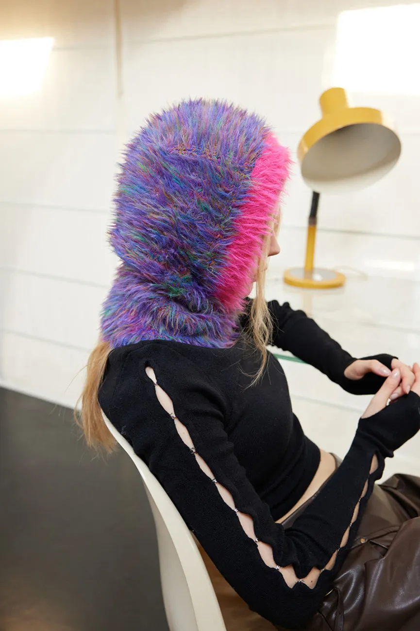Faux Fur Knit Balaclava