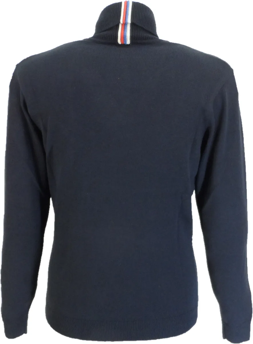 Gabicci Vintage Navy Waffle front Roll Neck Jumper
