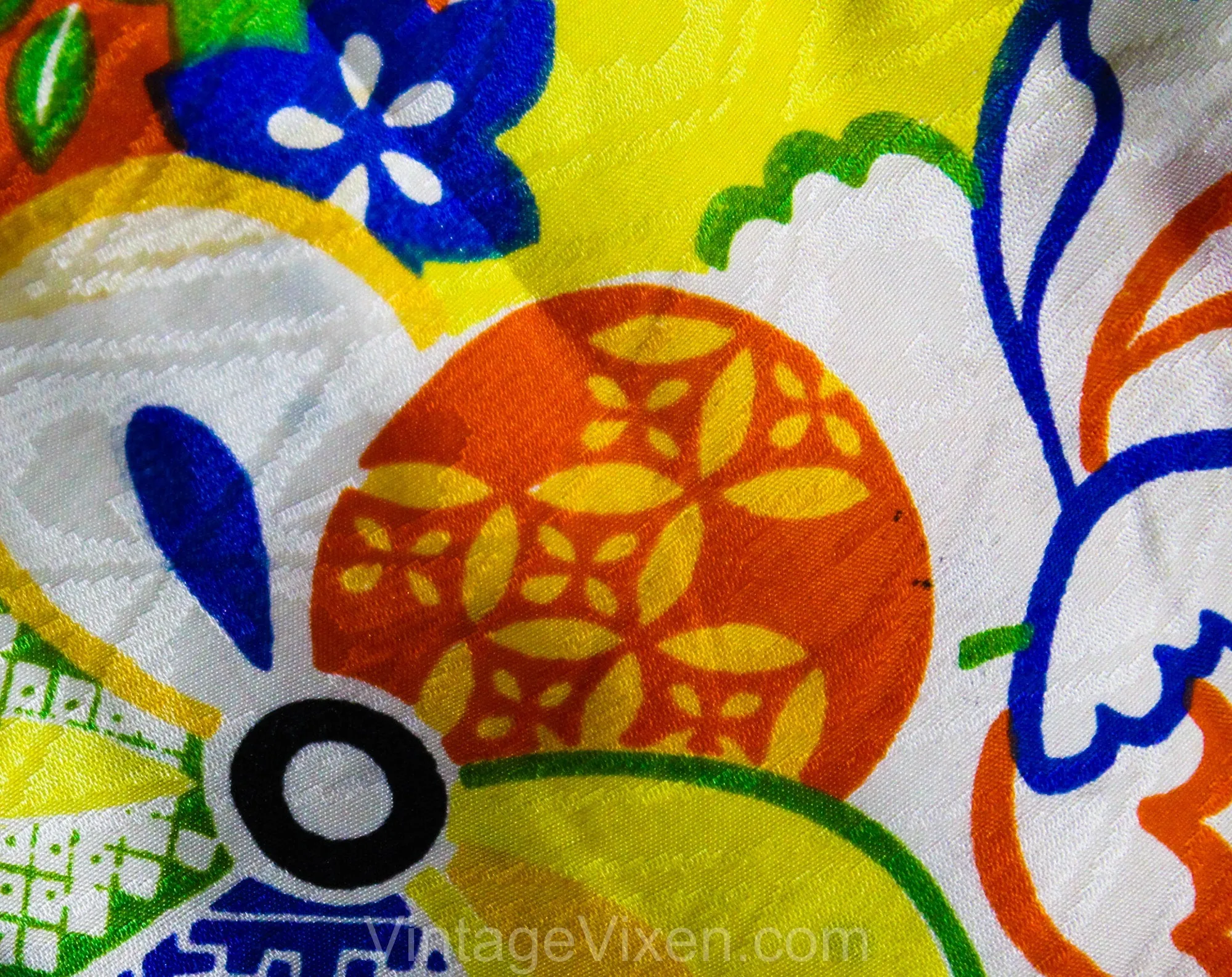 Girl's 3T 4T Kimono Robe - Child's 1940s 50s Japanese Cranes Rayon Print House Coat - Orange Blue Yellow Asian Toddler Jacket - Chest 24