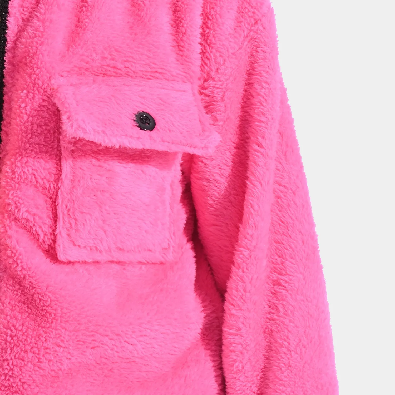 Girls Sherpa Jacket 2 Tone-Orange/Pink