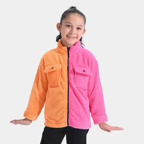 Girls Sherpa Jacket 2 Tone-Orange/Pink