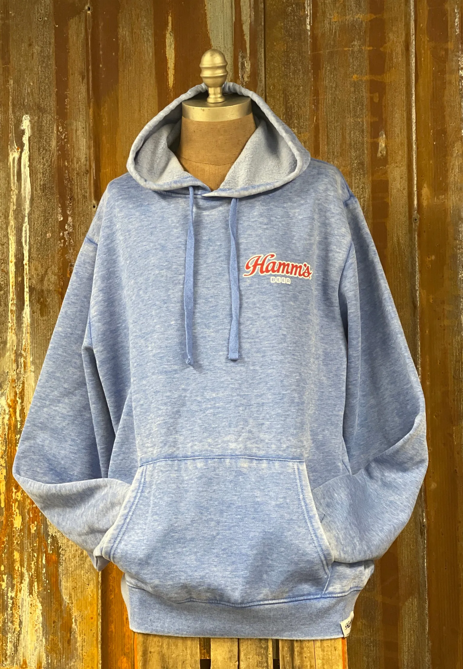 Hamm's Hockey Bear Hoodie- Acid Etch Blue