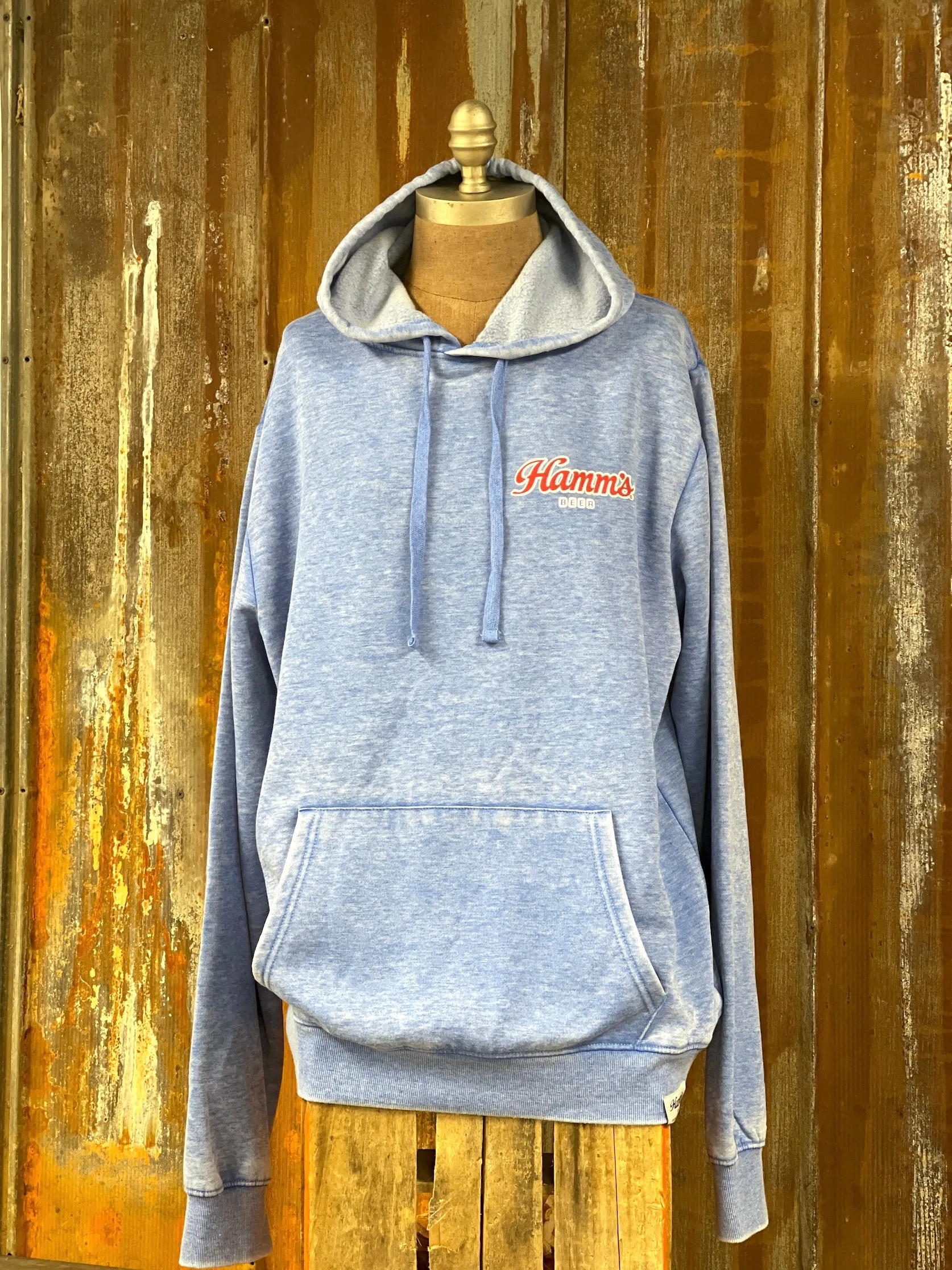 Hamm's Hockey Bear Hoodie- Acid Etch Blue