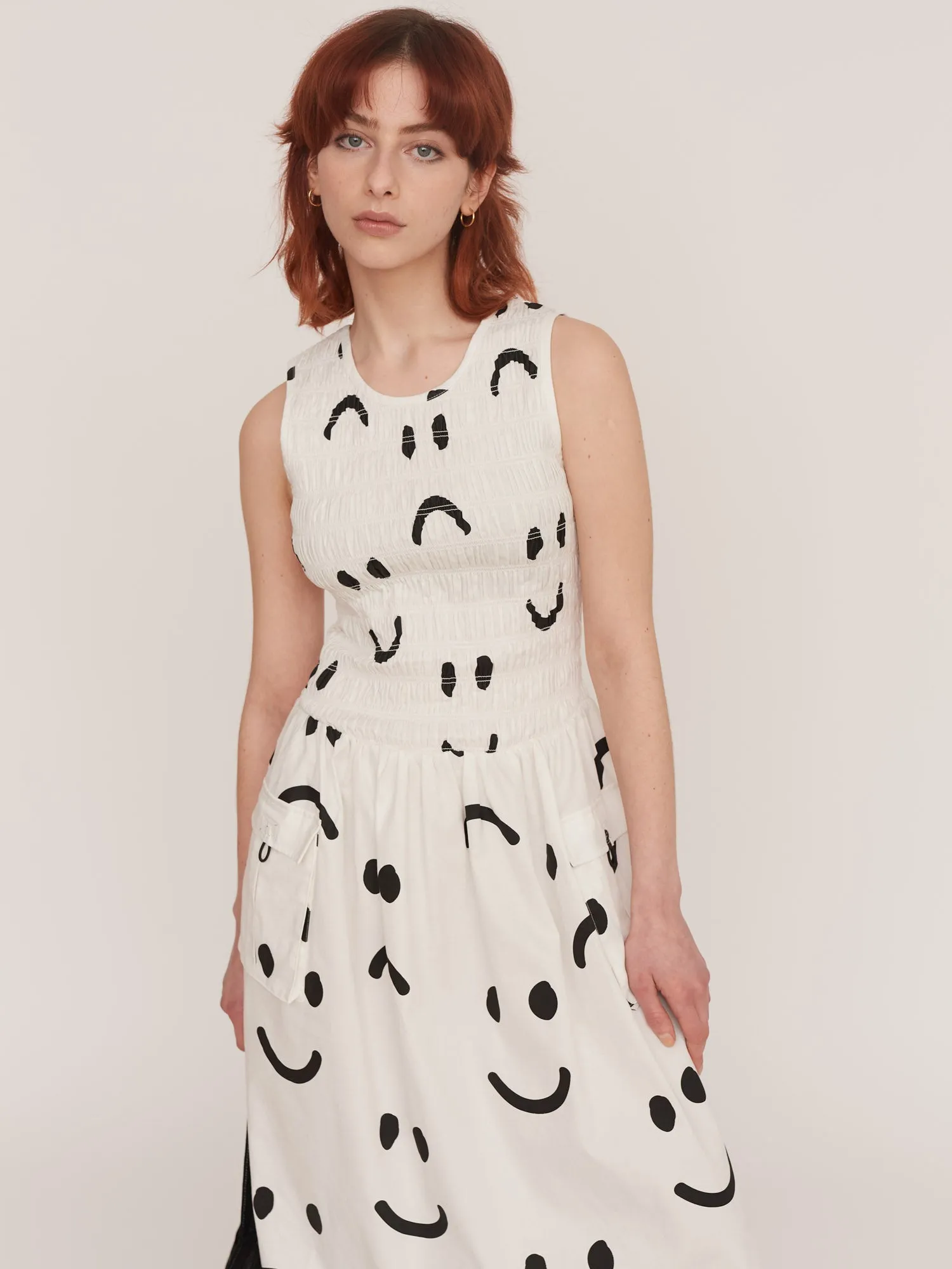 Happy Sad Shirred Dress