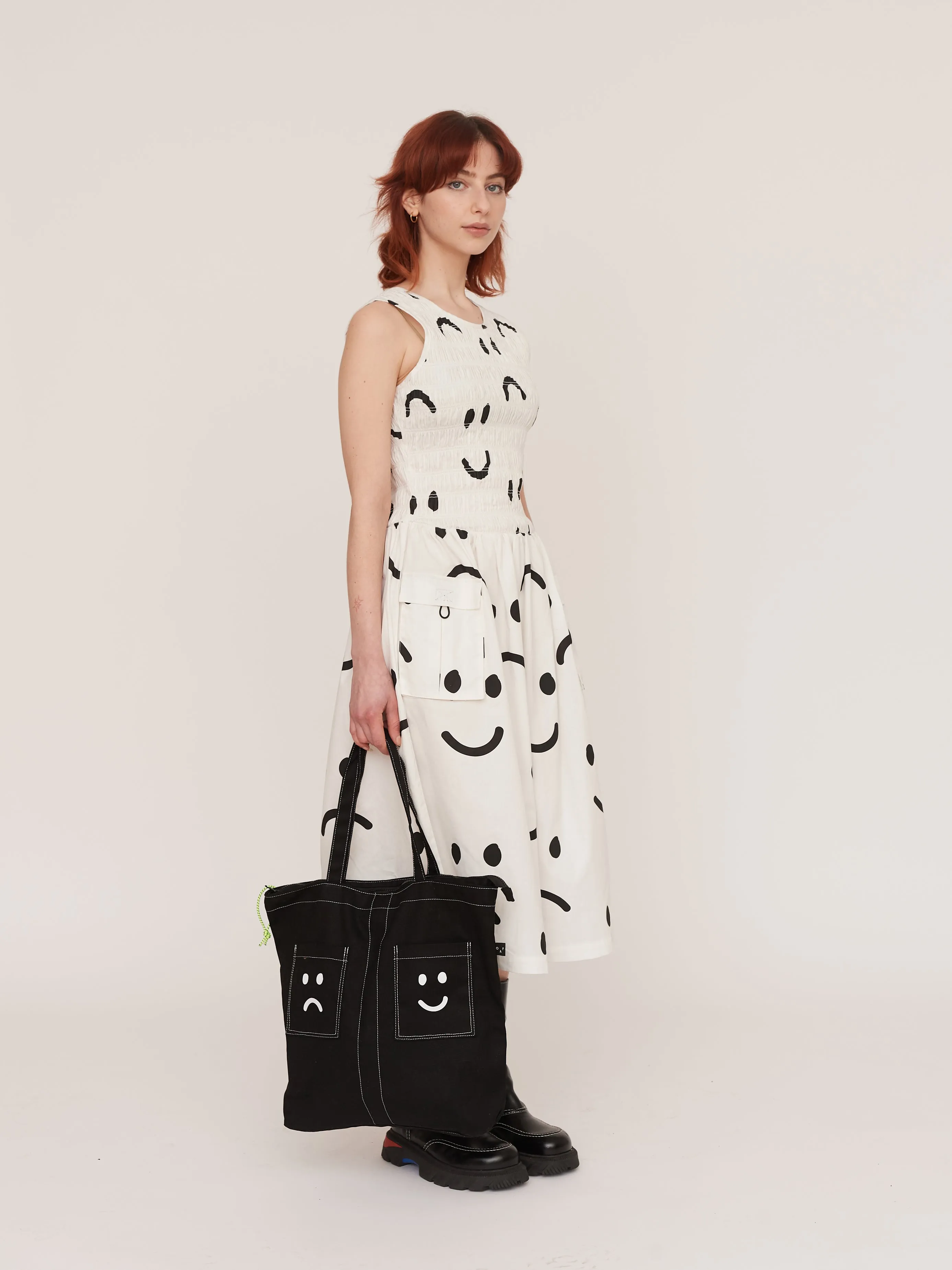 Happy Sad Shirred Dress