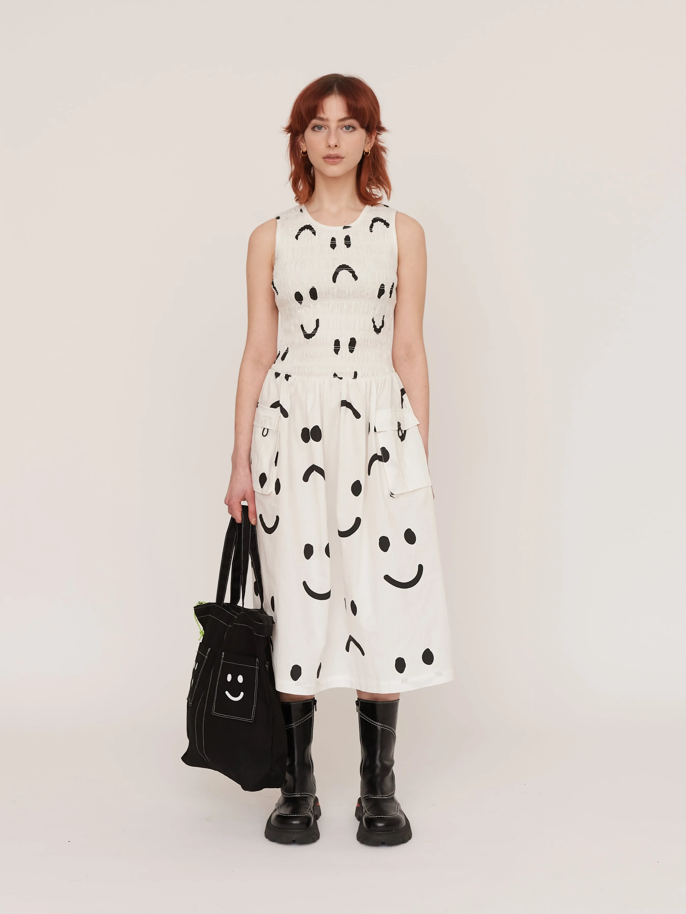 Happy Sad Shirred Dress