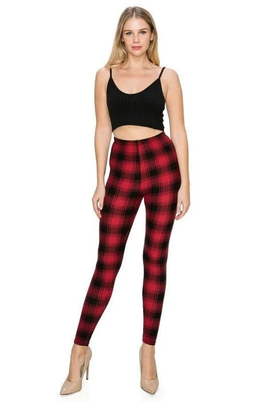 Holiday Plaid Buttery Leggings Black/Red