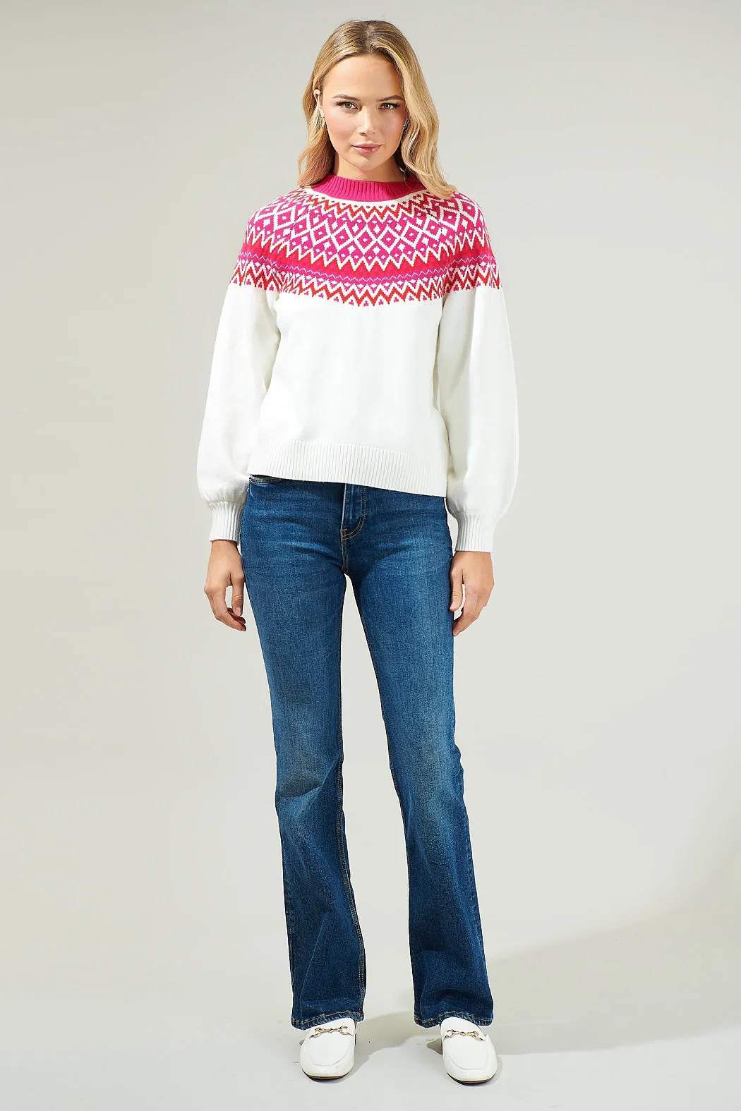 Honey Baby Fair Isle Mock Neck Sweater