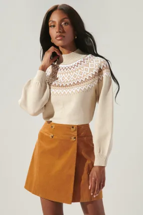 Honey Baby Fair Isle Mock Neck Sweater