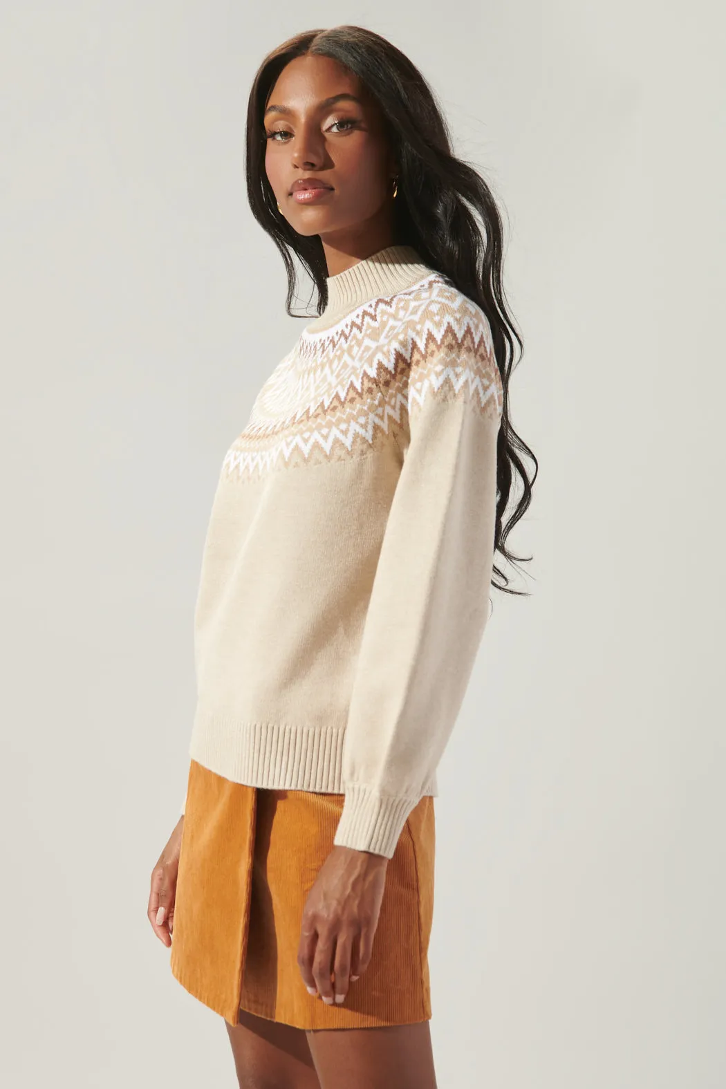 Honey Baby Fair Isle Mock Neck Sweater