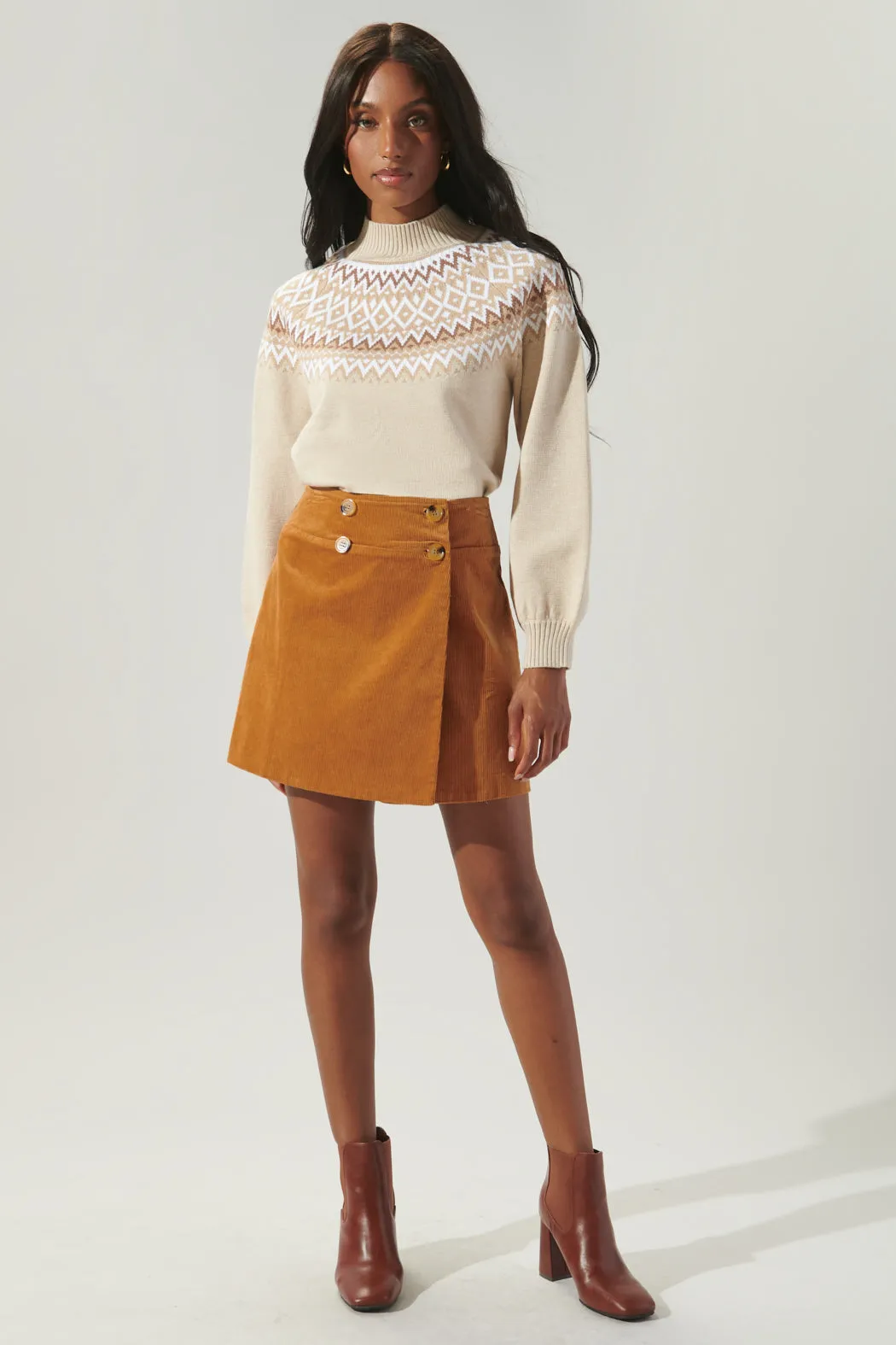 Honey Baby Fair Isle Mock Neck Sweater