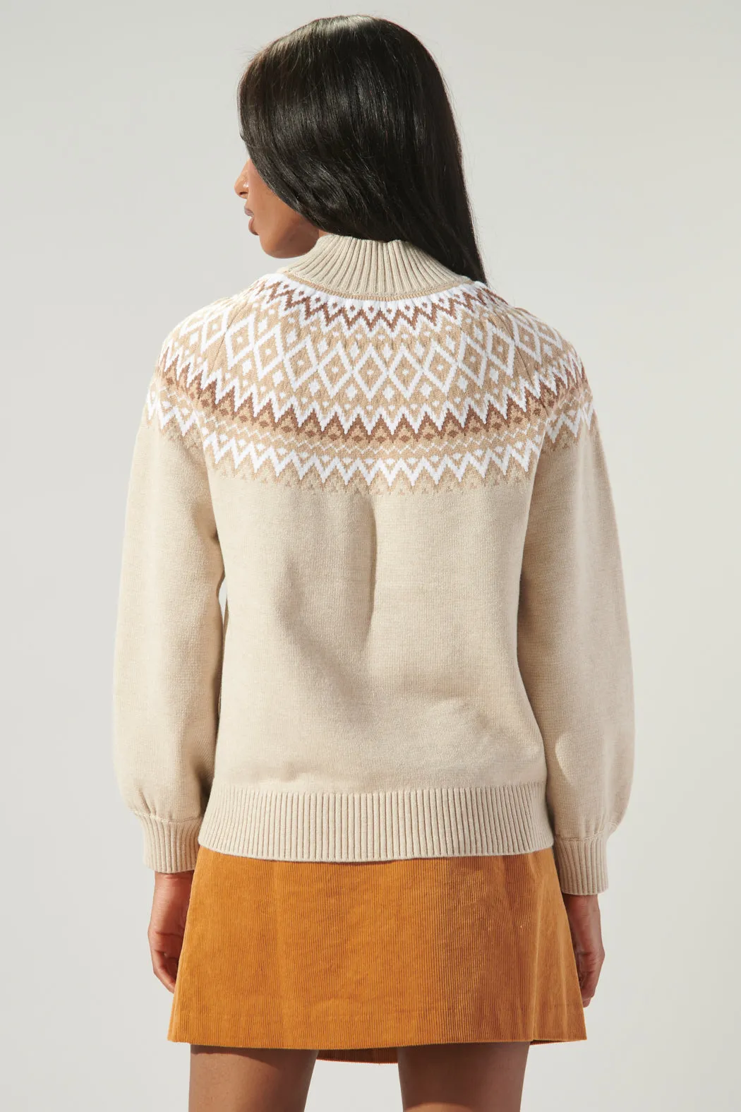Honey Baby Fair Isle Mock Neck Sweater