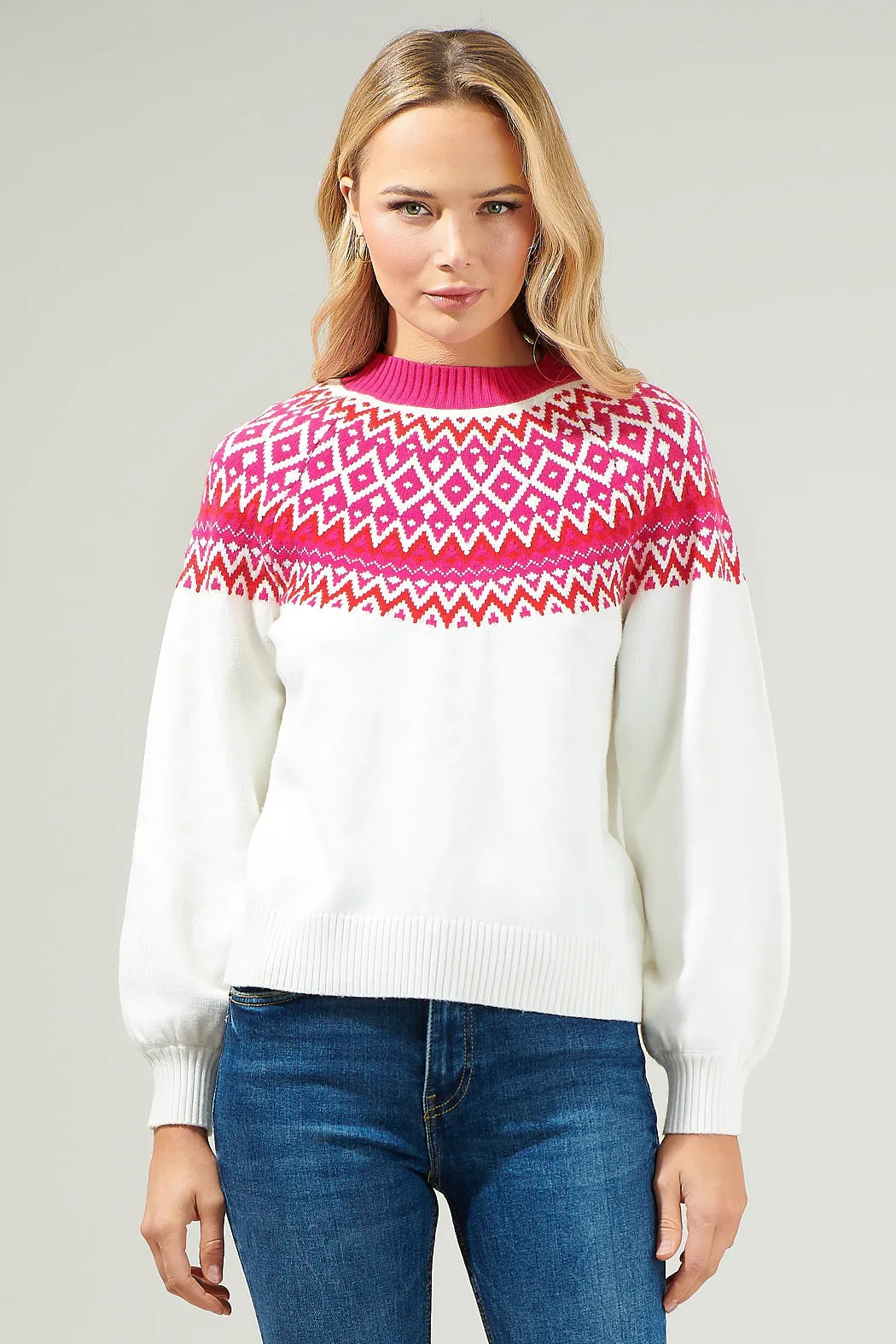 Honey Baby Fair Isle Mock Neck Sweater