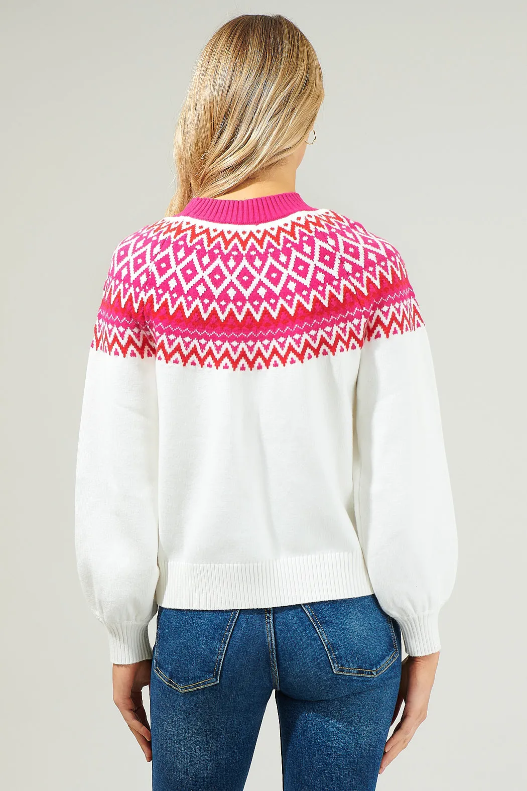 Honey Baby Fair Isle Mock Neck Sweater