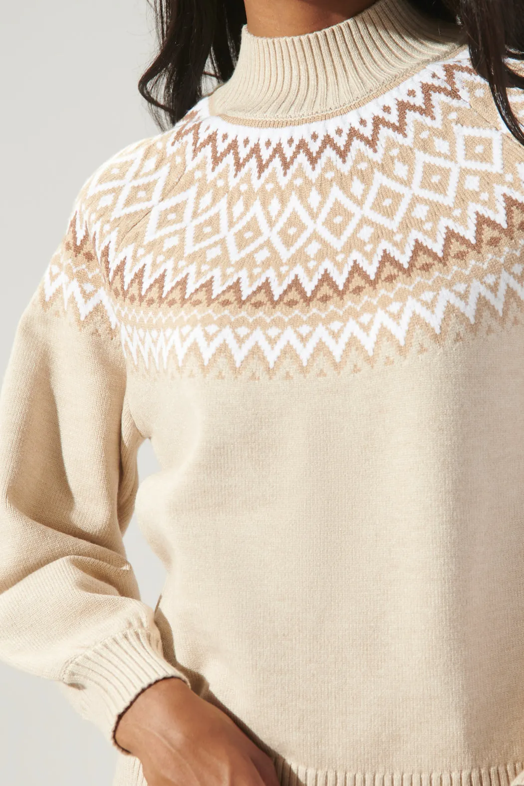 Honey Baby Fair Isle Mock Neck Sweater