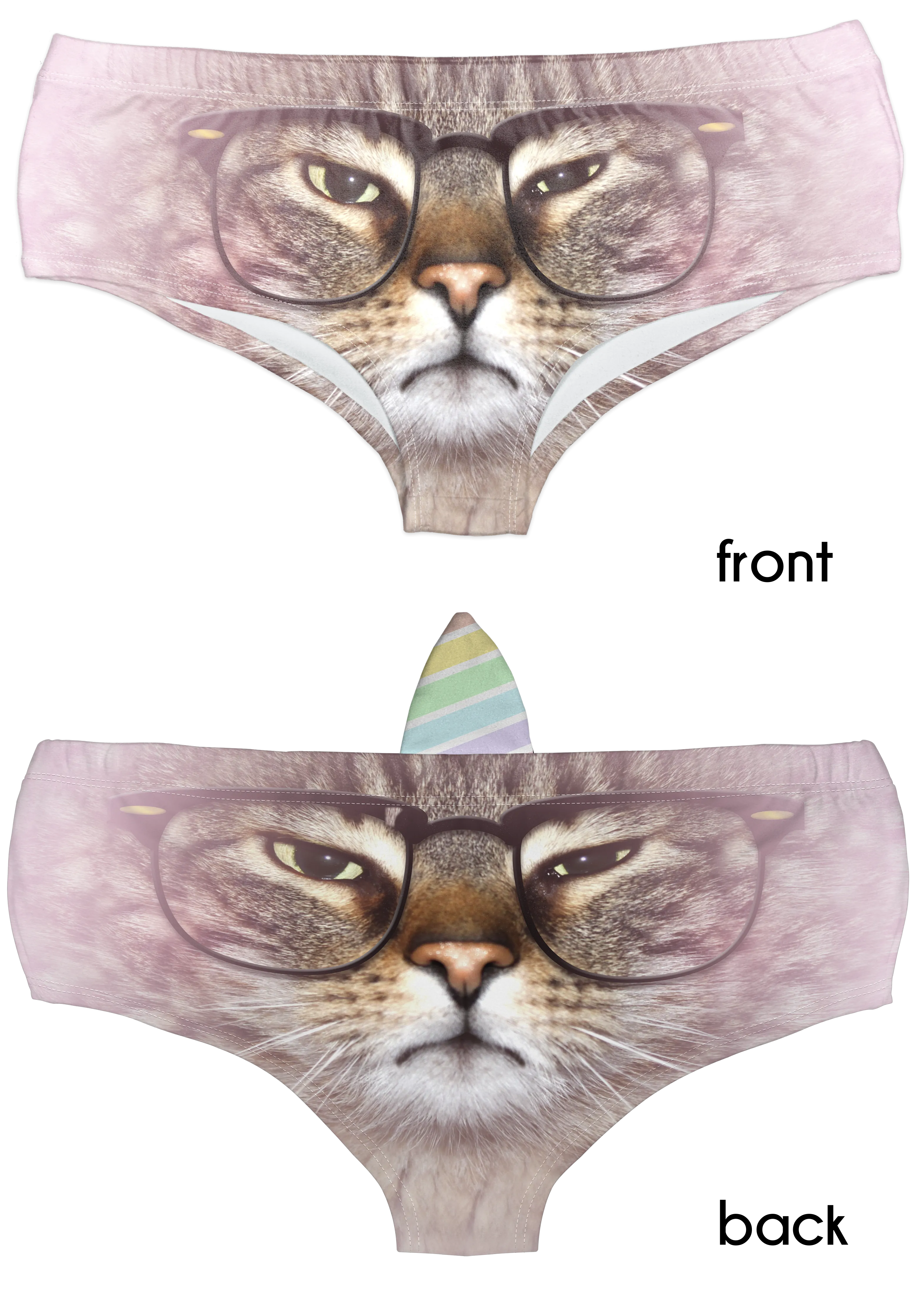 Horn Pantie - Grumpy Glasses Caticorn (6-10 UK Size)