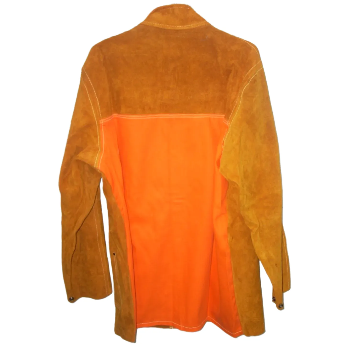 Leather Welding Jacket w Hunter Orange FR Back Size 2XL