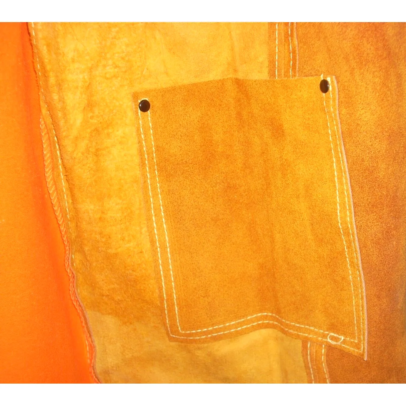 Leather Welding Jacket w Hunter Orange FR Back Size 2XL