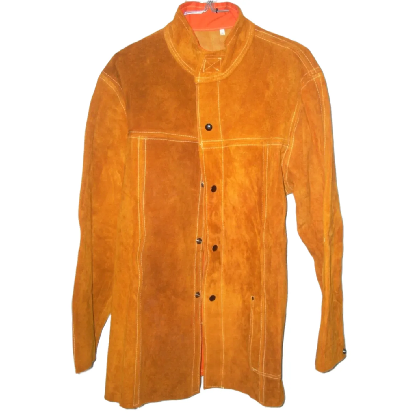 Leather Welding Jacket w Hunter Orange FR Back Size 2XL