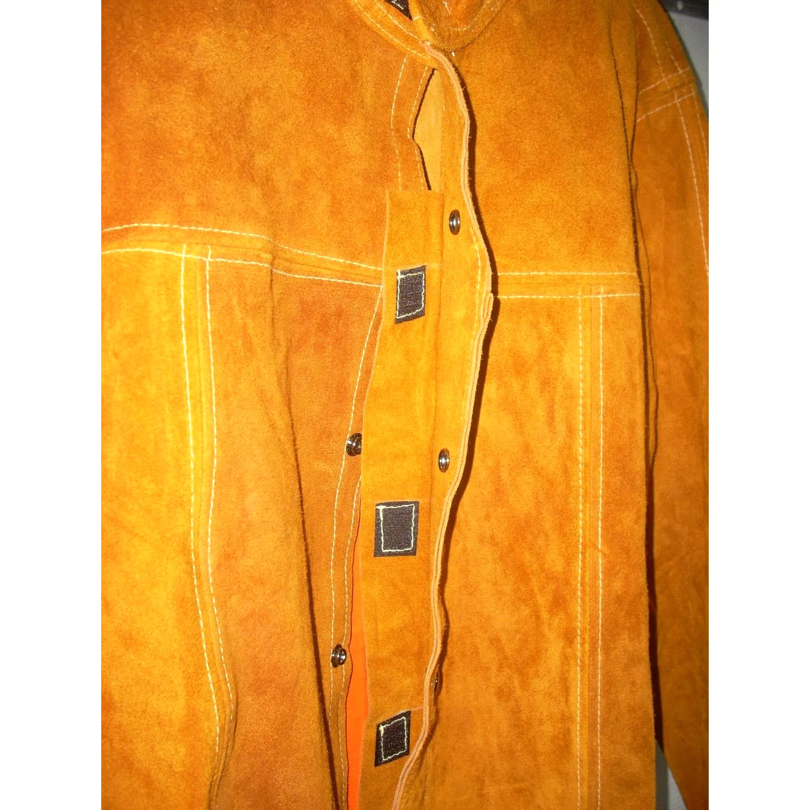 Leather Welding Jacket w Hunter Orange FR Back Size 2XL