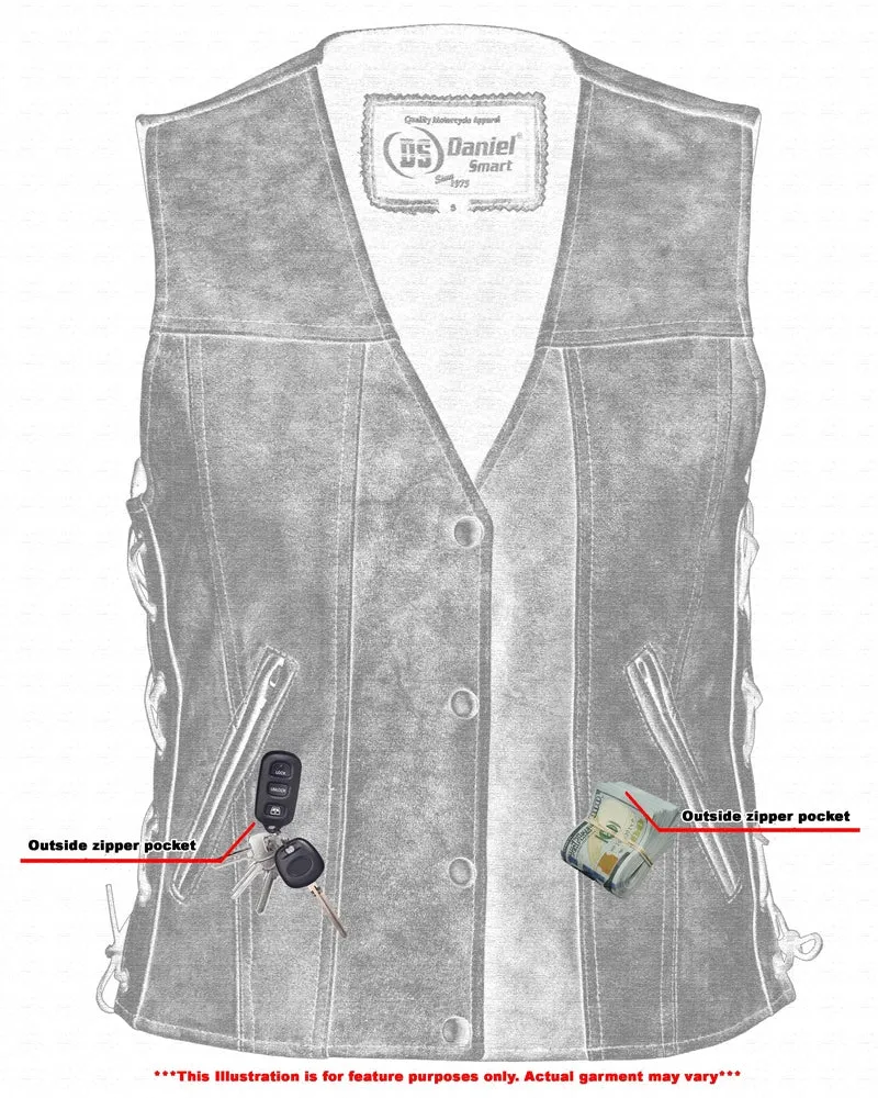Leather Women's Gray Single Back Panel Stylish Vest