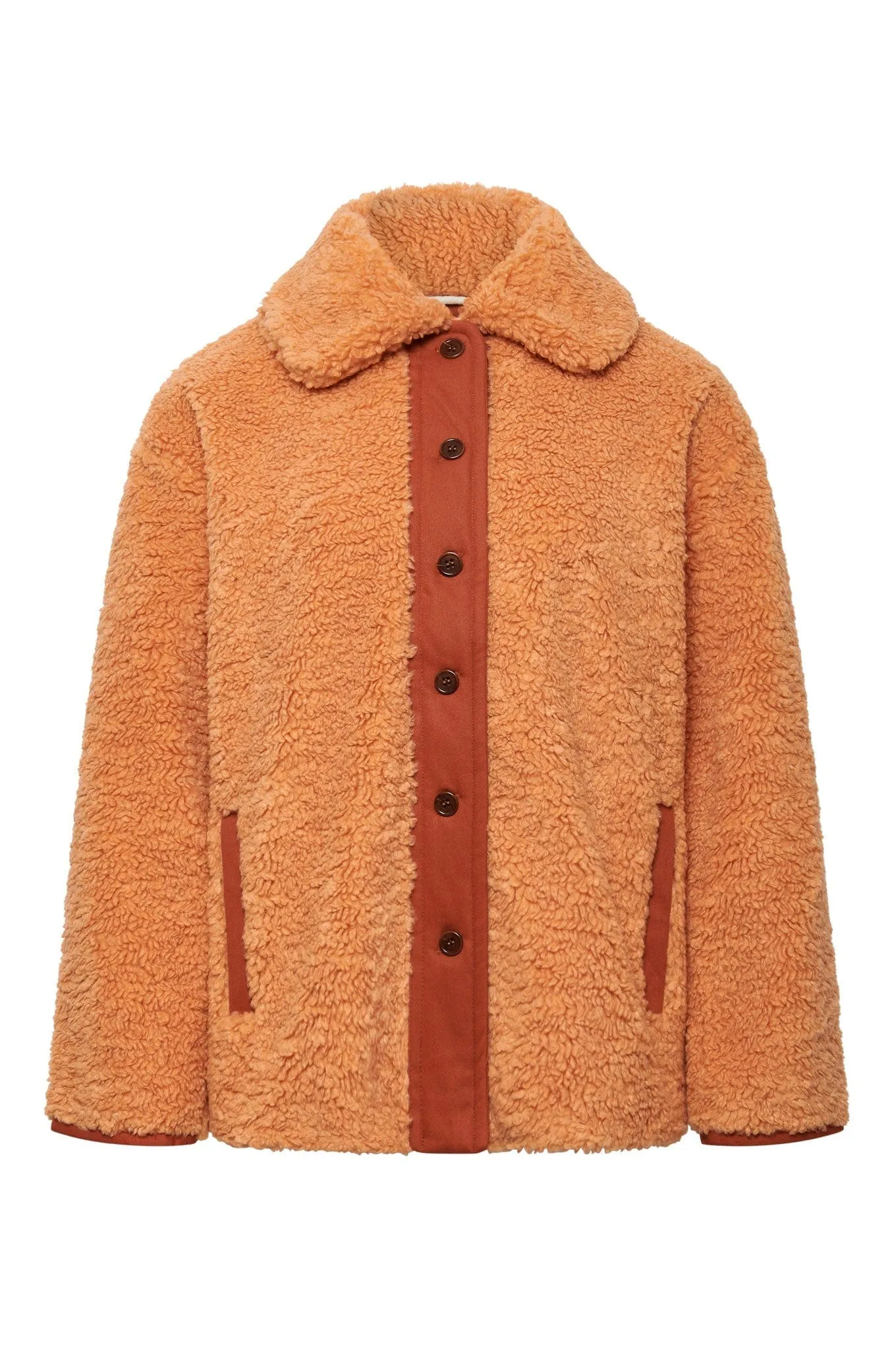 Lexi Recycled PET Fleece Coat | Soft Orange