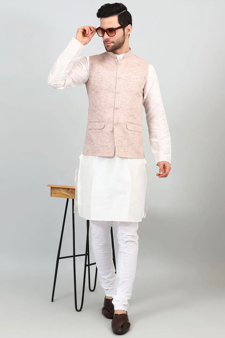 Linen Cotton Orange 1 Modi Nehru Jacket